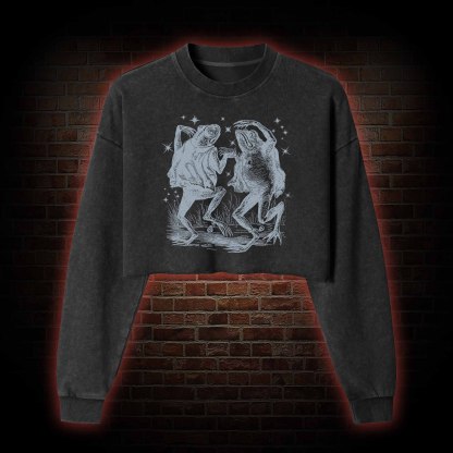 Dancing Frogs Washed Cropped Sweatshirts