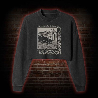 Medieval Castle Washed Cropped Sweatshirts