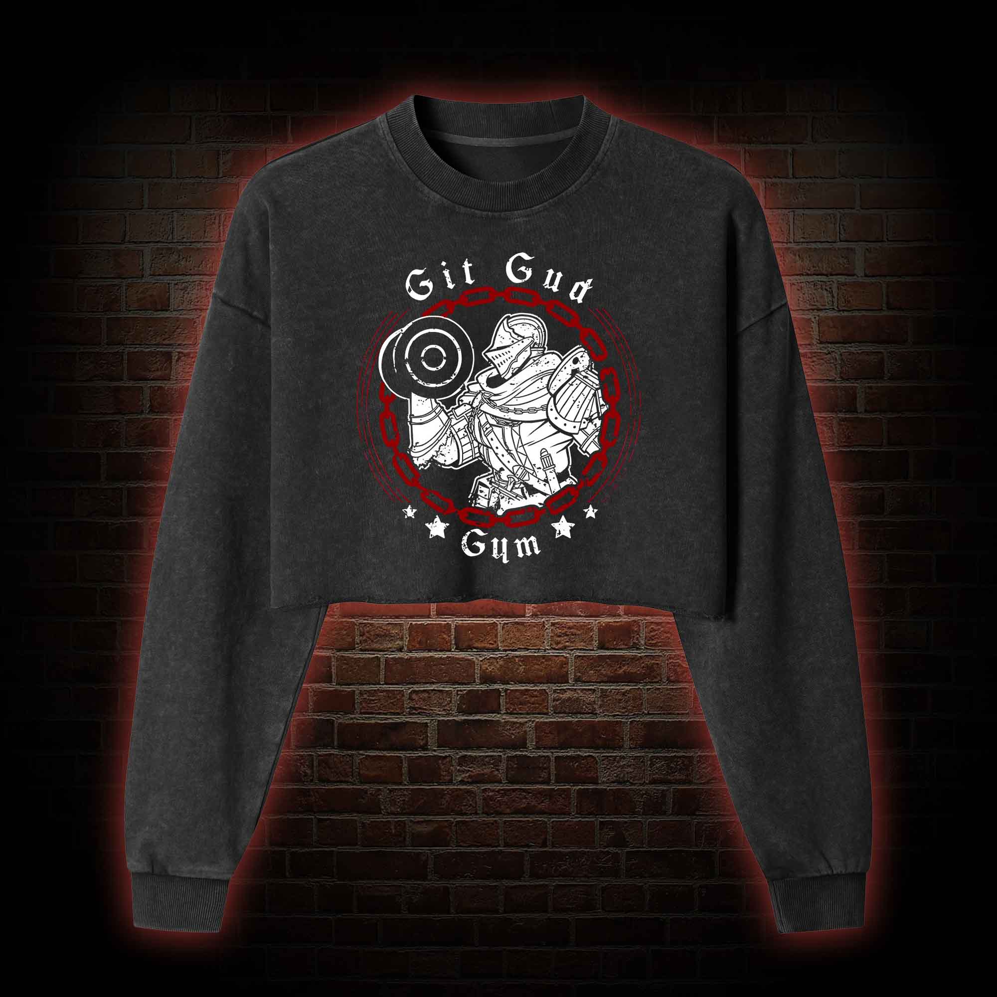 Git Gud Gym Washed Cropped Sweatshirts