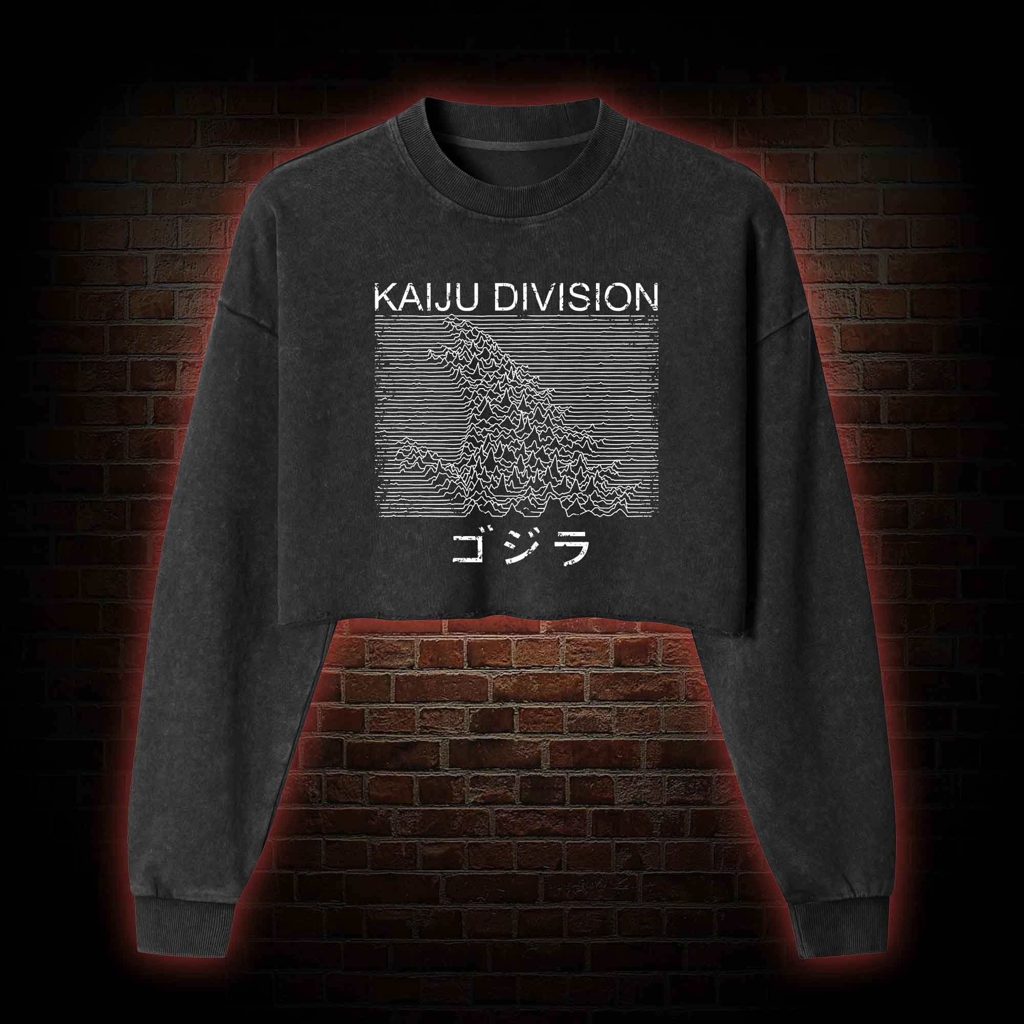 Kaiju Division Monster Washed Cropped Sweatshirts
