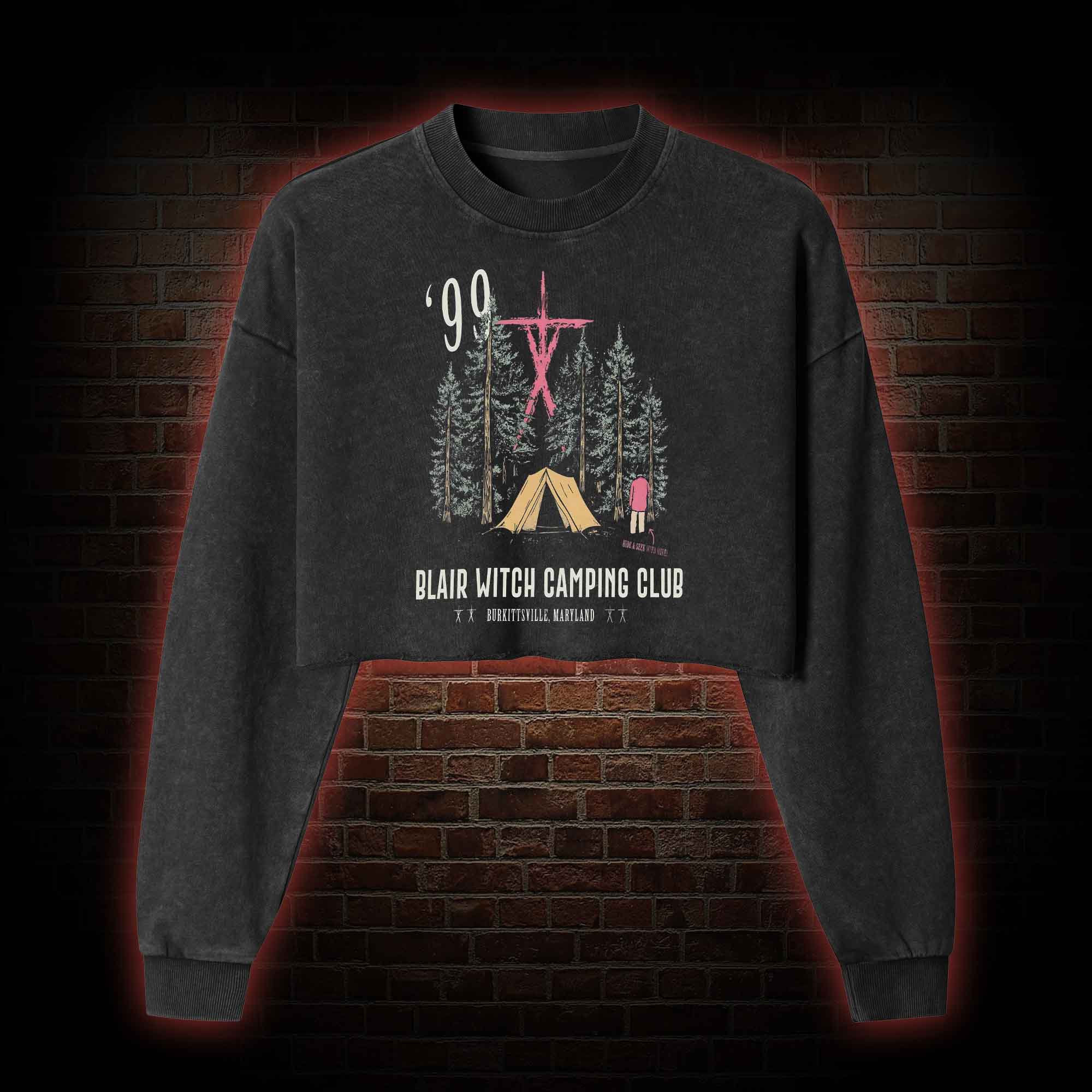 Witch Camping Washed Cropped Sweatshirts
