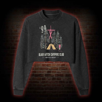 Witch Camping Washed Cropped Sweatshirts