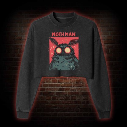 Cryptid Mothman Washed Cropped Sweatshirts