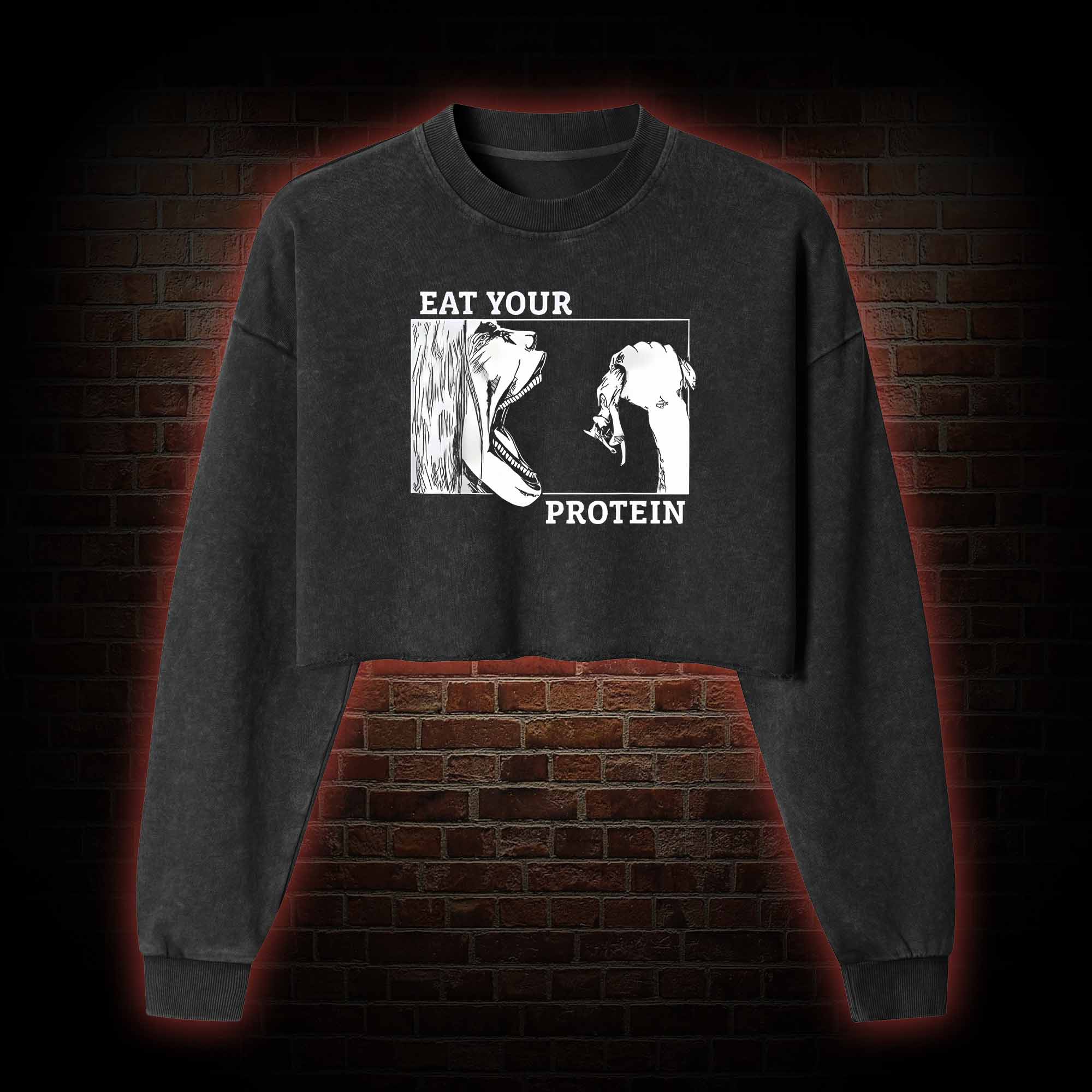 Eat Your Protein Washed Cropped Sweatshirts