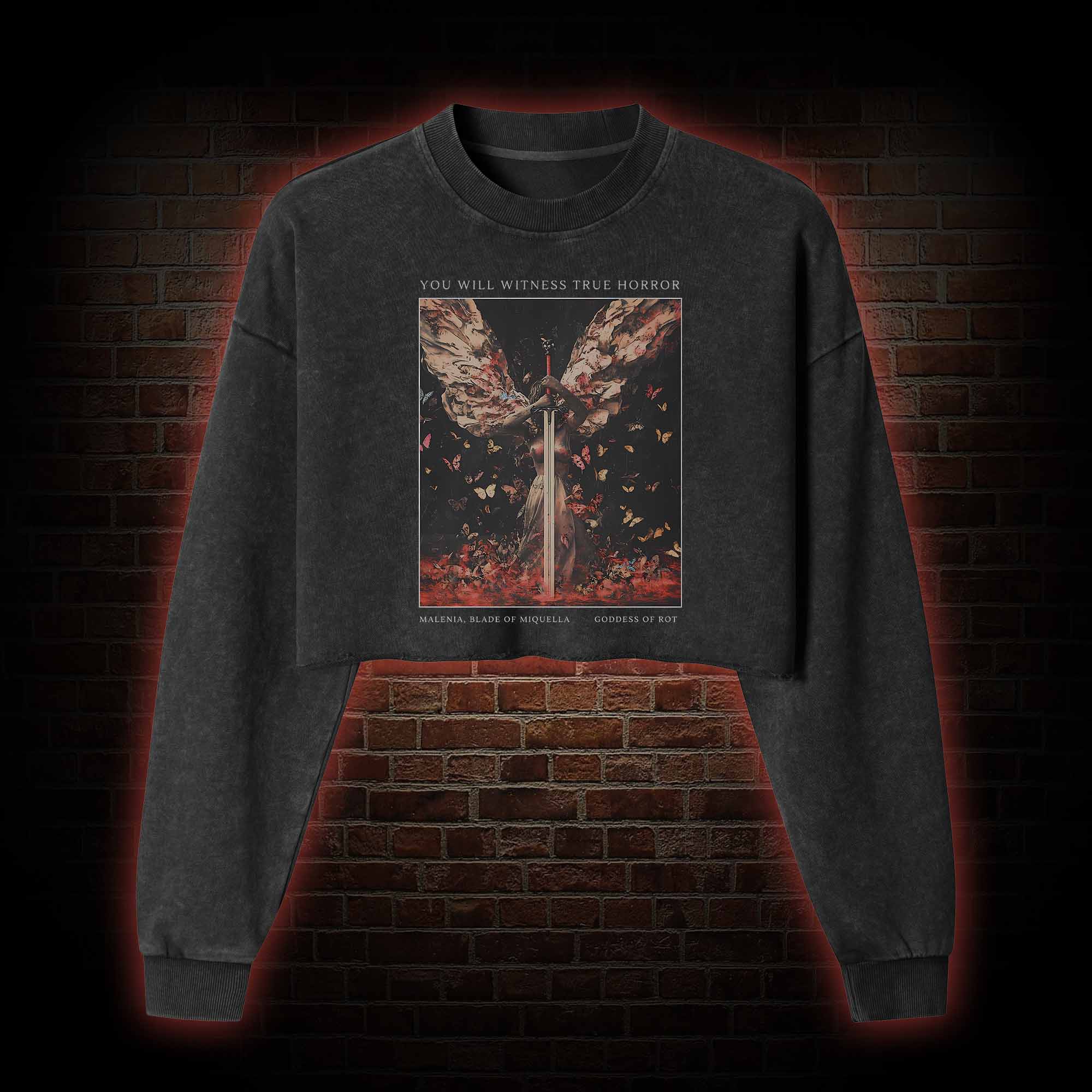 Goddess of Rot Washed Cropped Sweatshirts
