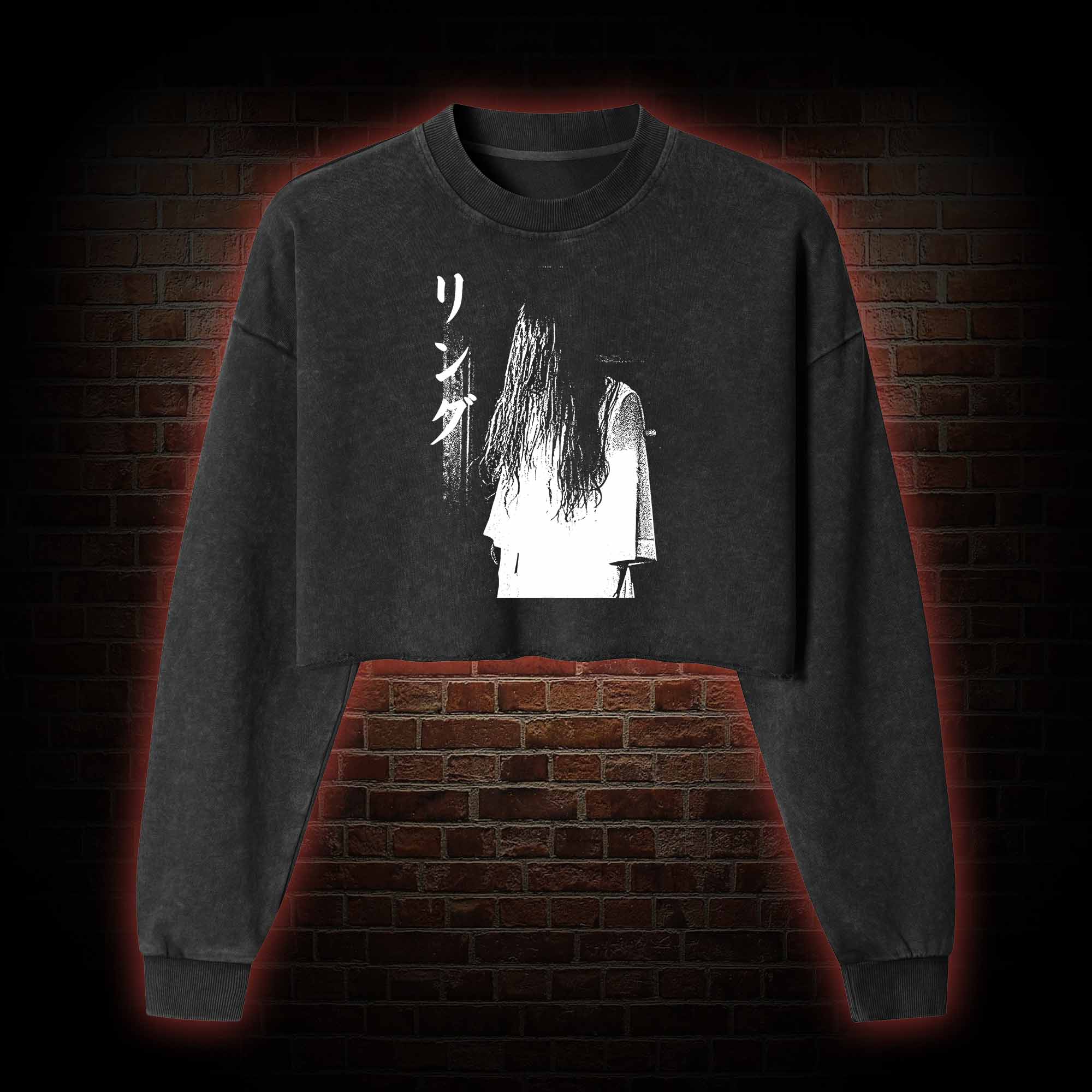 Vintage Ghost Washed Cropped Sweatshirts