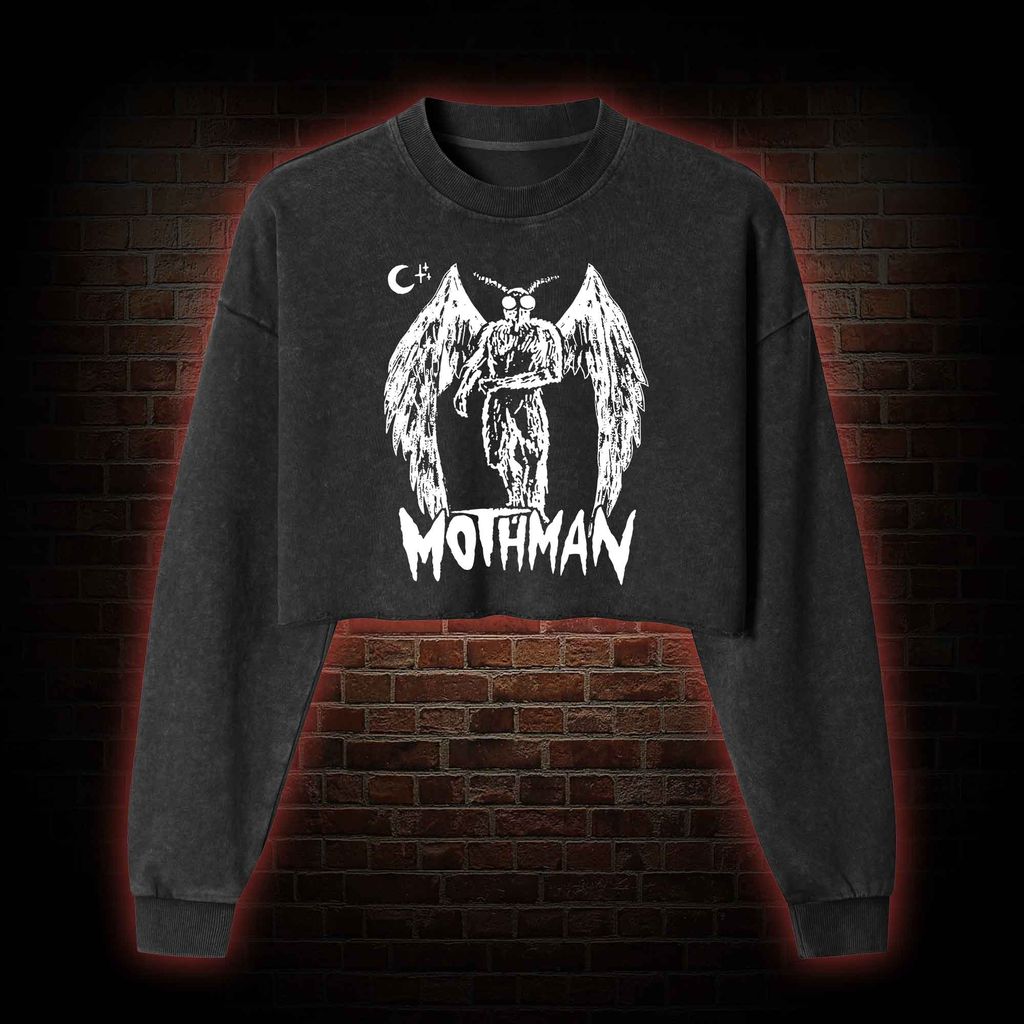 Mothman Washed Cropped Sweatshirts