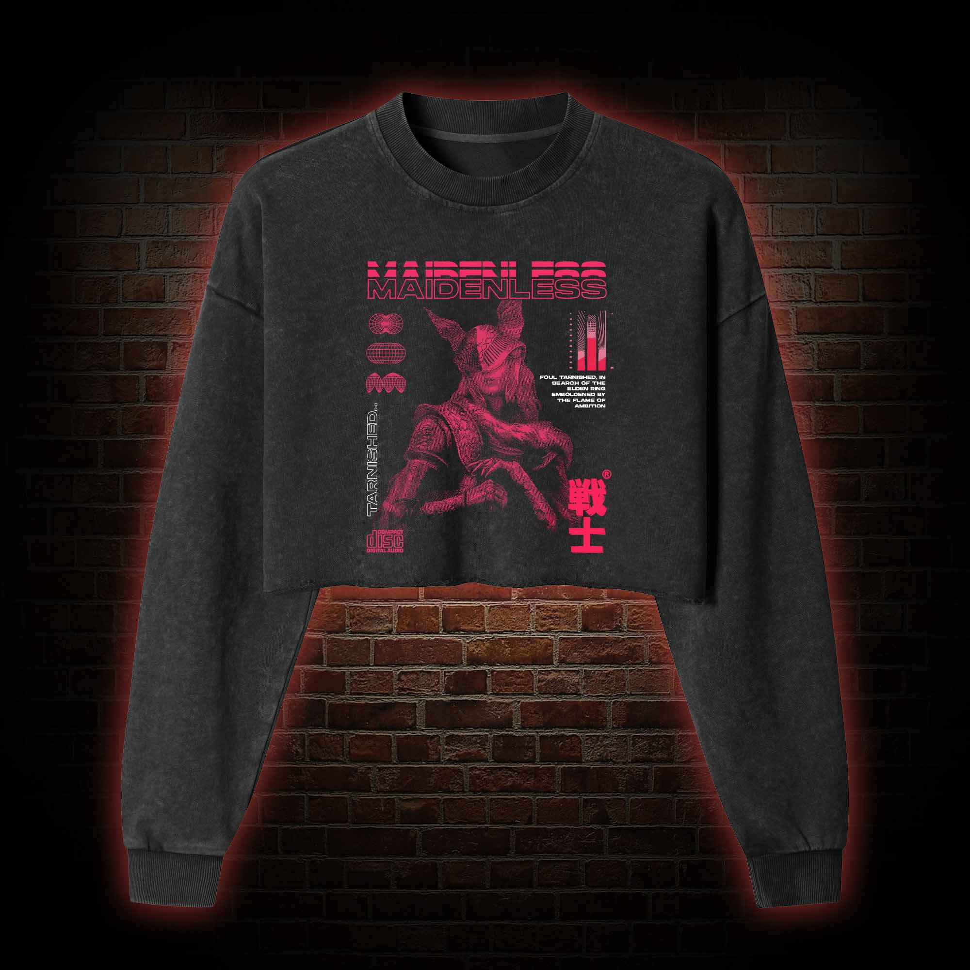 Maidenless Warrior Washed Cropped Sweatshirts
