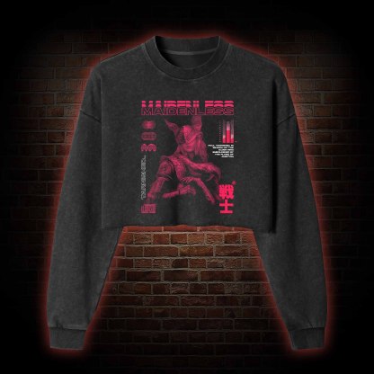 Maidenless Warrior Washed Cropped Sweatshirts
