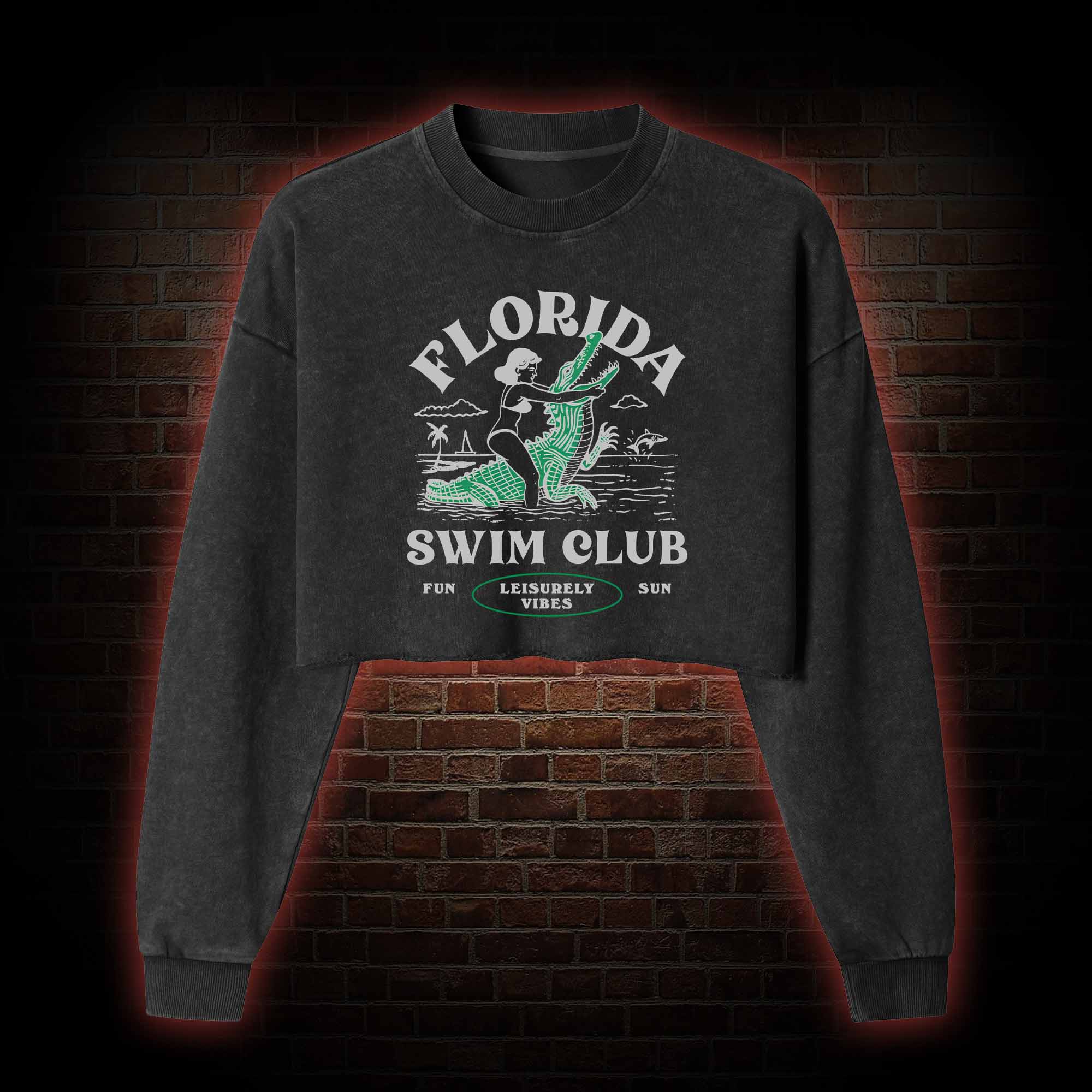 Florida Swim Club Washed Cropped Sweatshirts