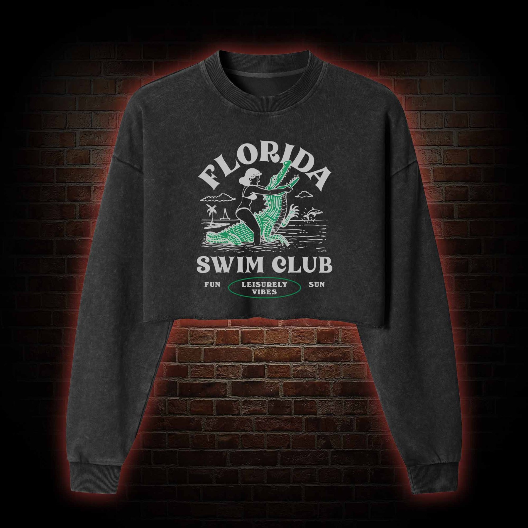 Florida Swim Club Washed Cropped Sweatshirts