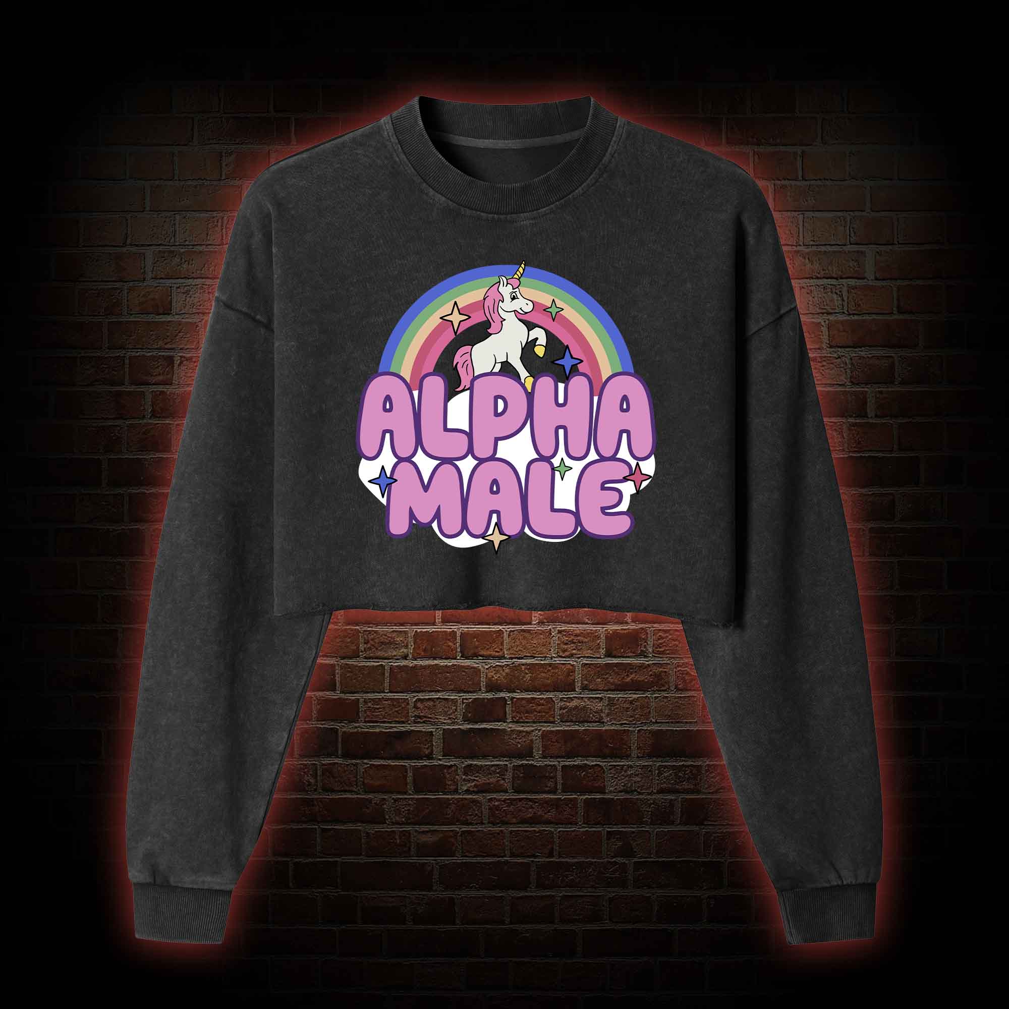 Alpha Male Washed Cropped Sweatshirts