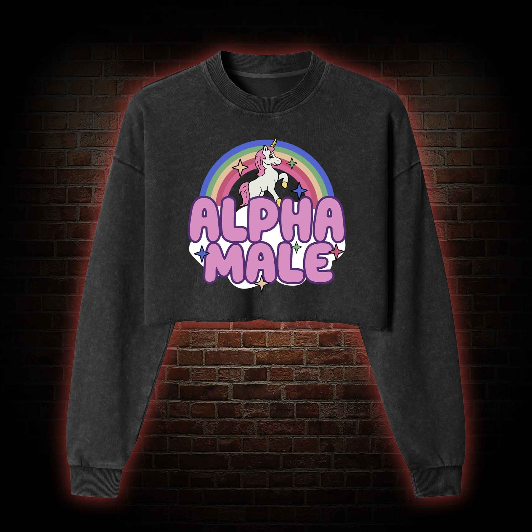 Alpha Male Washed Cropped Sweatshirts