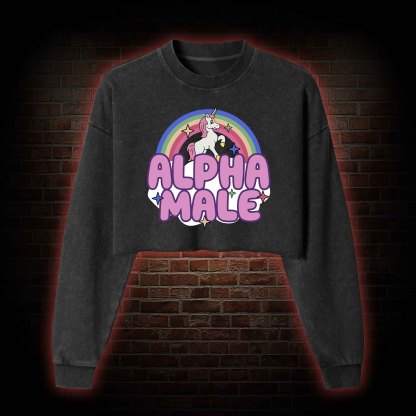 Alpha Male Washed Cropped Sweatshirts
