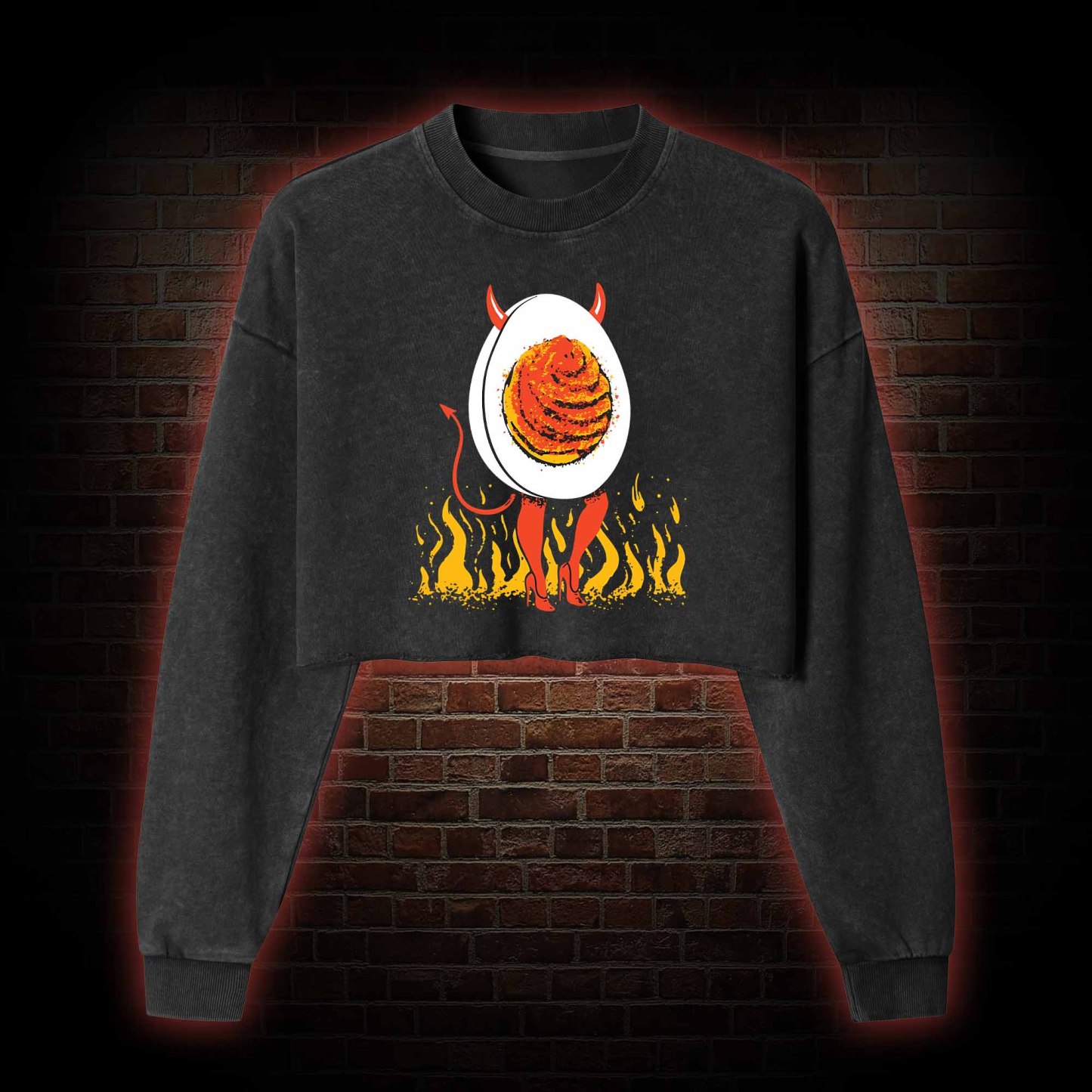 Deviled Egg Washed Cropped Sweatshirts