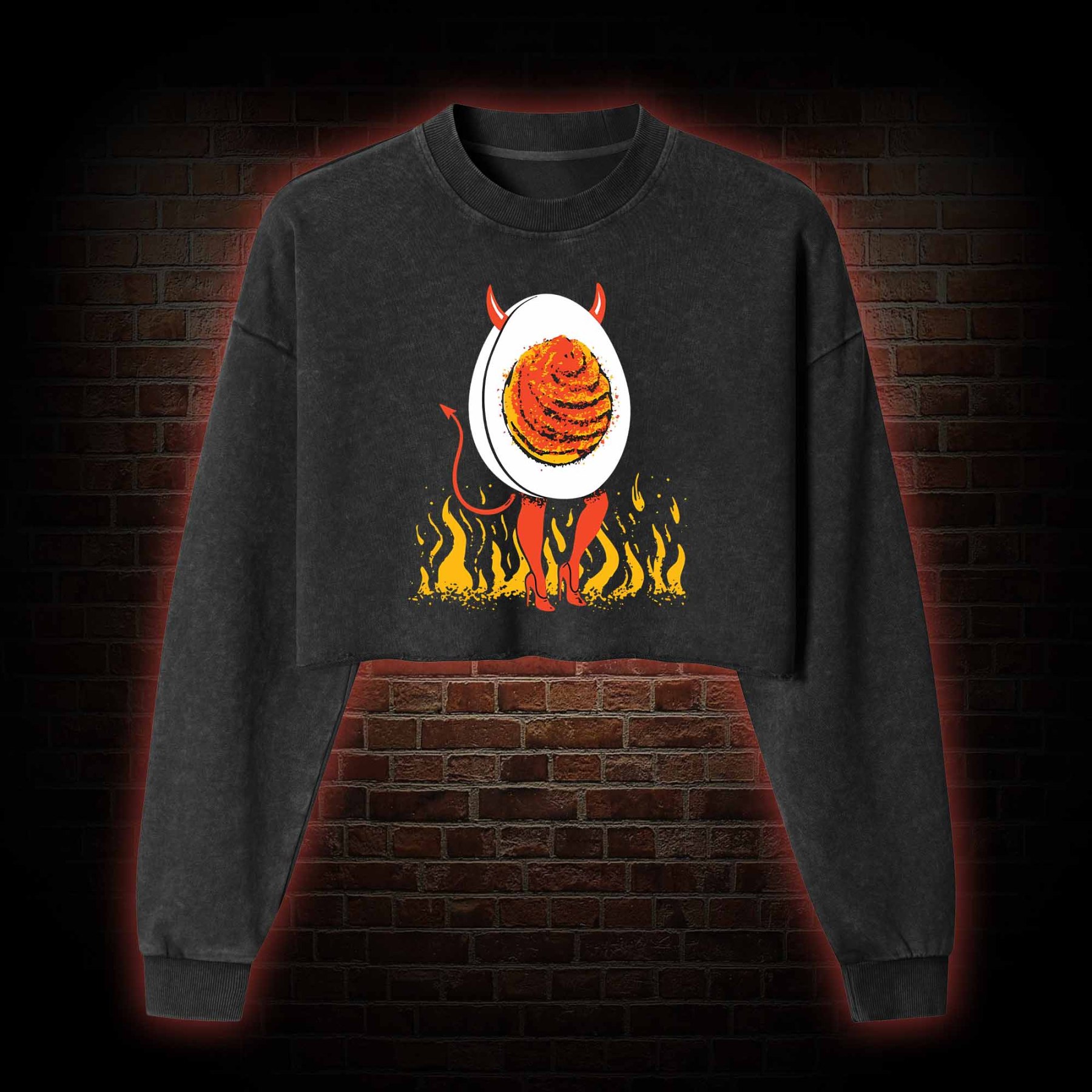 Deviled Egg Washed Cropped Sweatshirts
