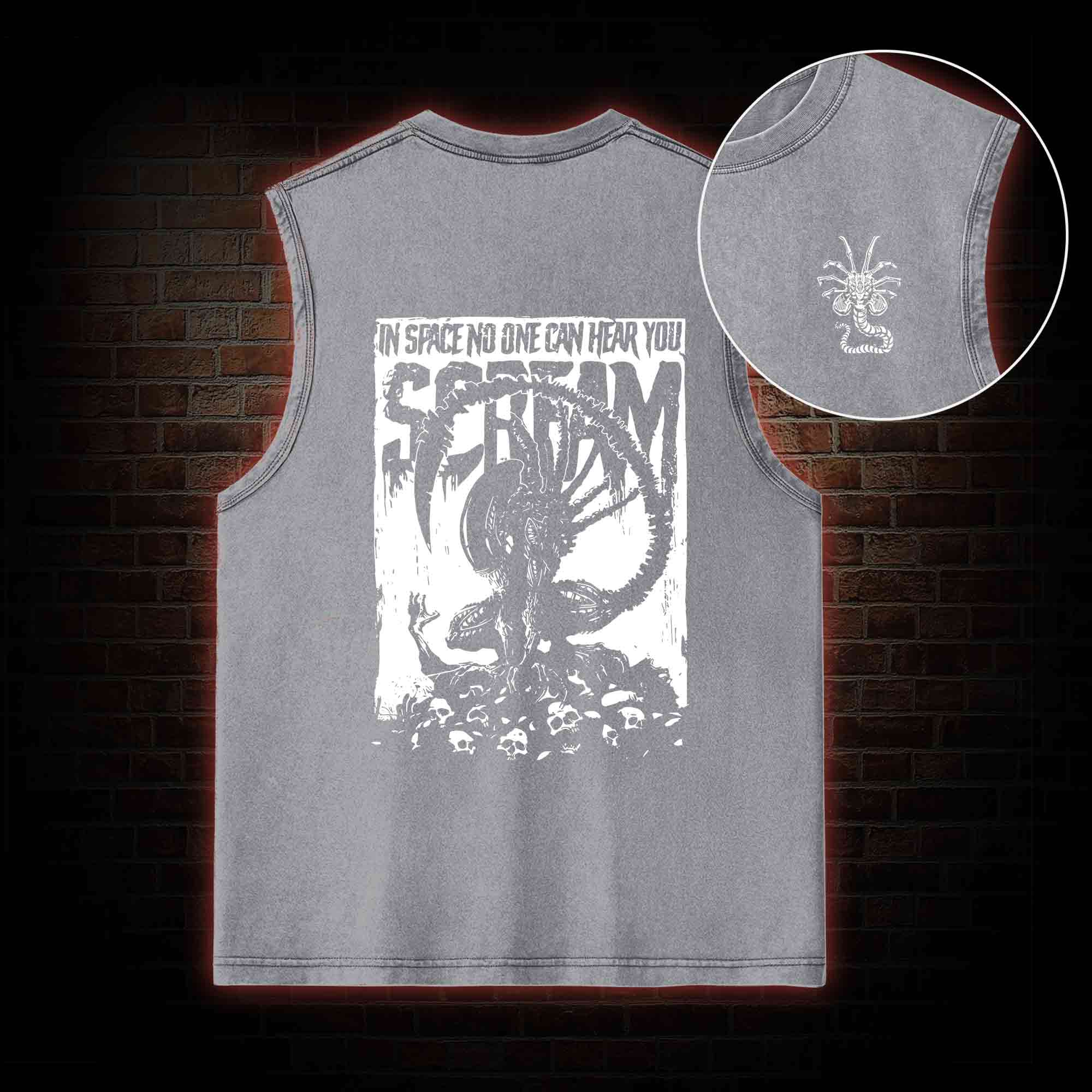 In Space No One Can Hear You Scream Back Print Washed Tank Top