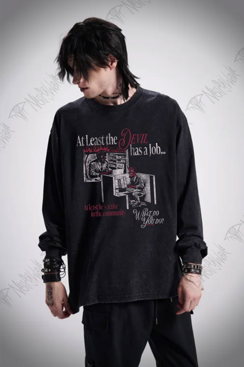 At Least the Devil.... Washed Long-Sleeve T-shirt