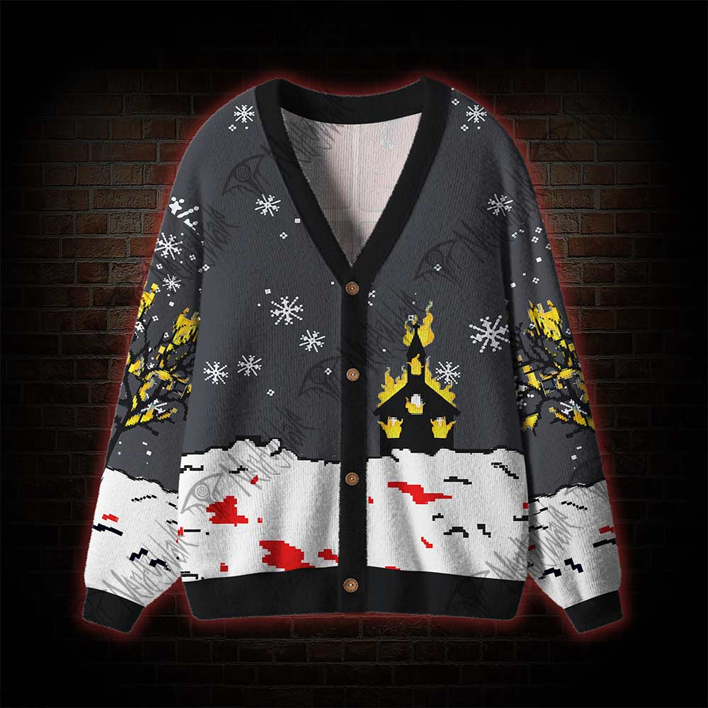 Angry Snowman Cardigan Sweater