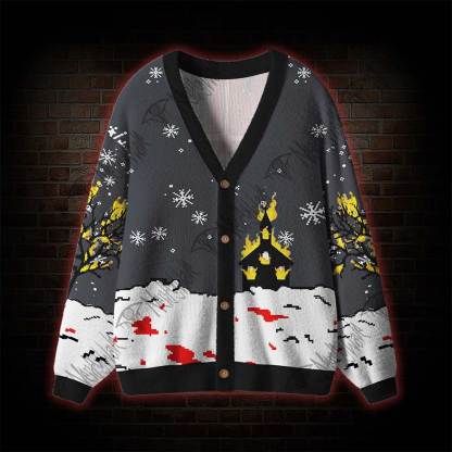 Angry Snowman Cardigan Sweater