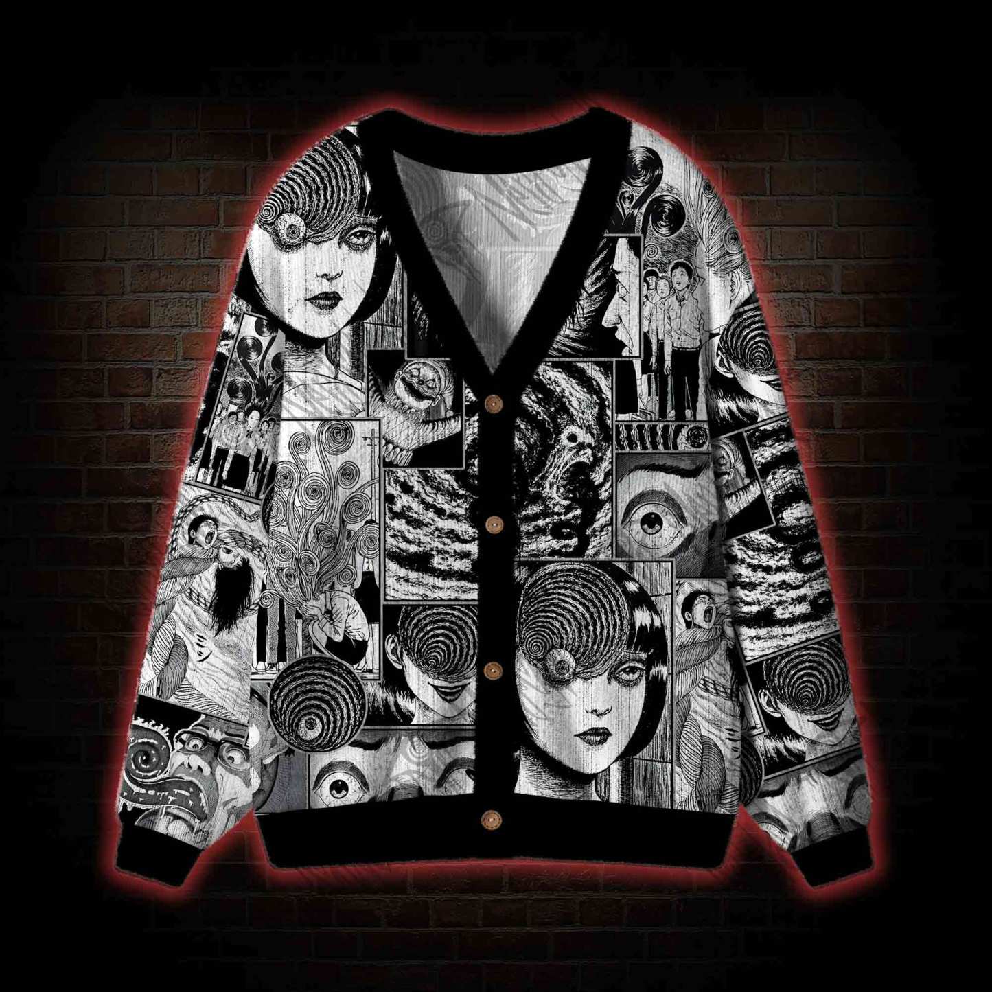 Sprial Horror Cardigan Sweater