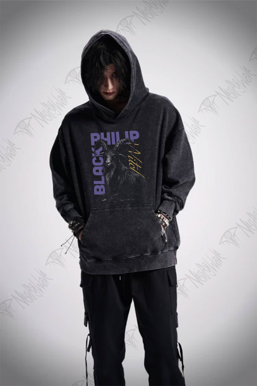 Black Philip Witch Goat Washed Hoodie
