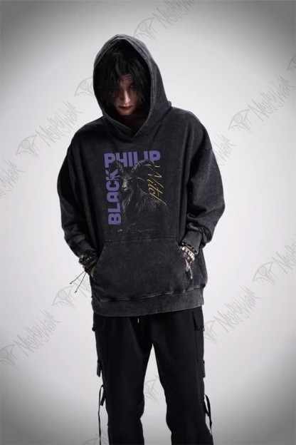 Black Philip Witch Goat Washed Hoodie