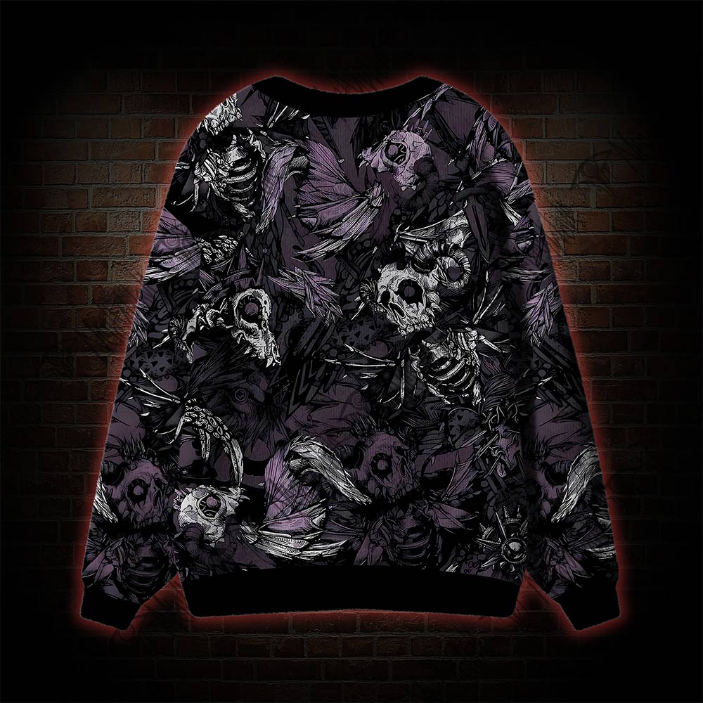 Skull and Dead Leaves Cardigan Sweater