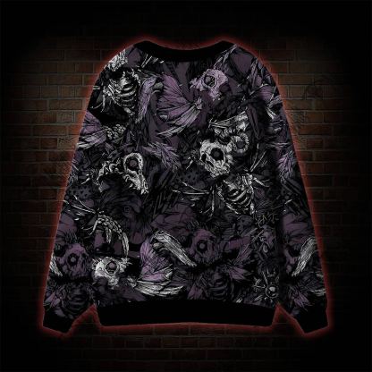 Skull and Dead Leaves Cardigan Sweater