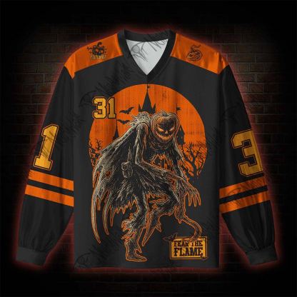 Pumpkin Man V-Neck Long Sleeve Jersey