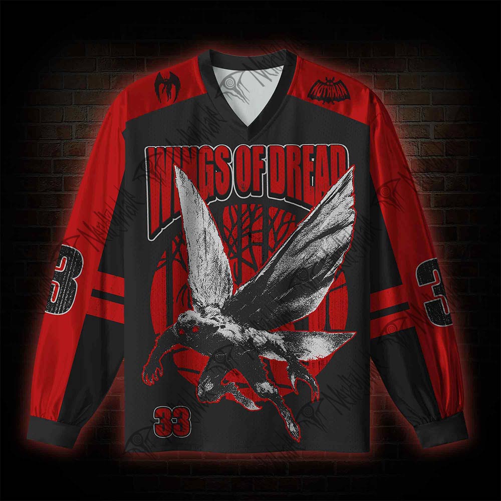 Mothman Cryptid V-Neck Long Sleeve Jersey