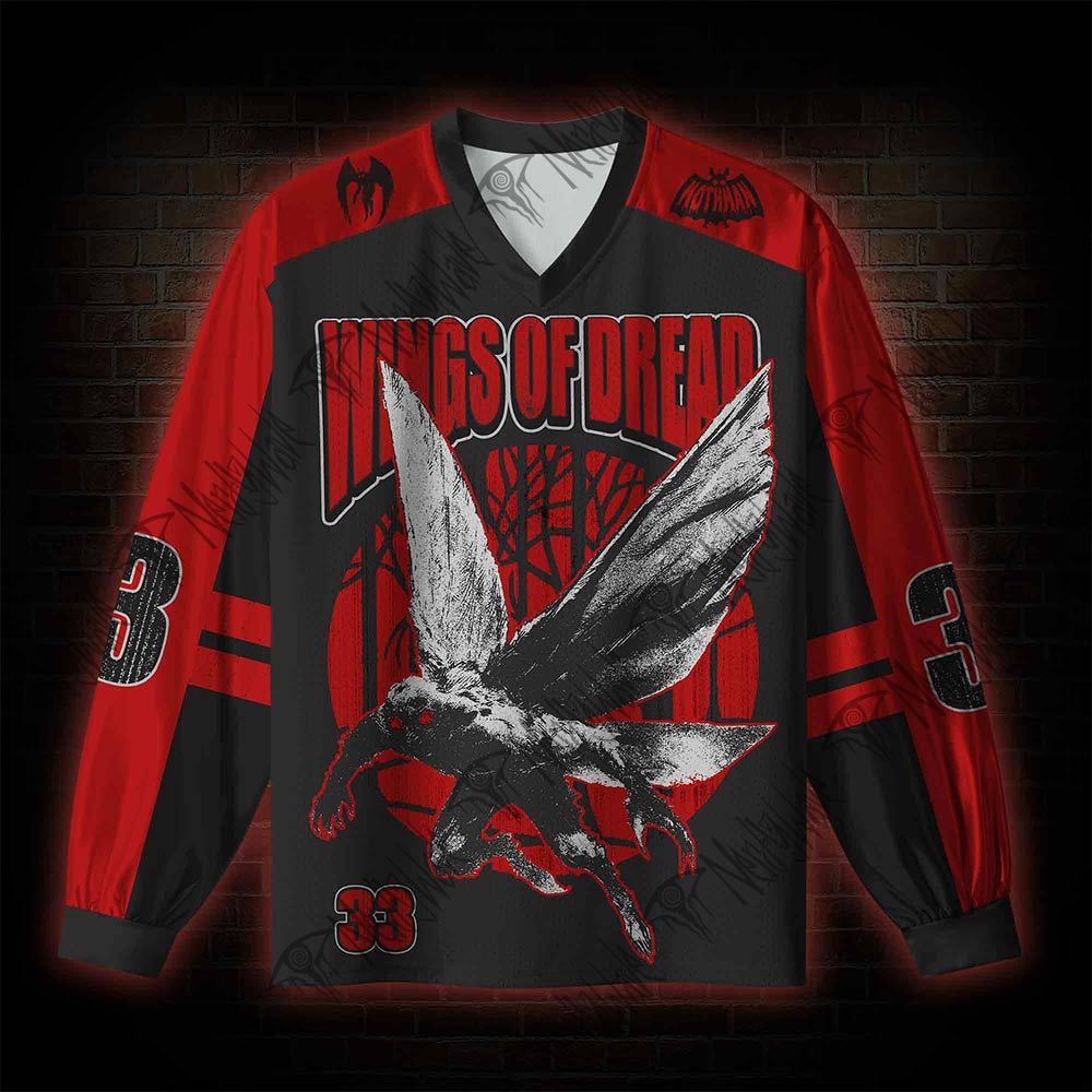 Mothman Cryptid V-Neck Long Sleeve Jersey