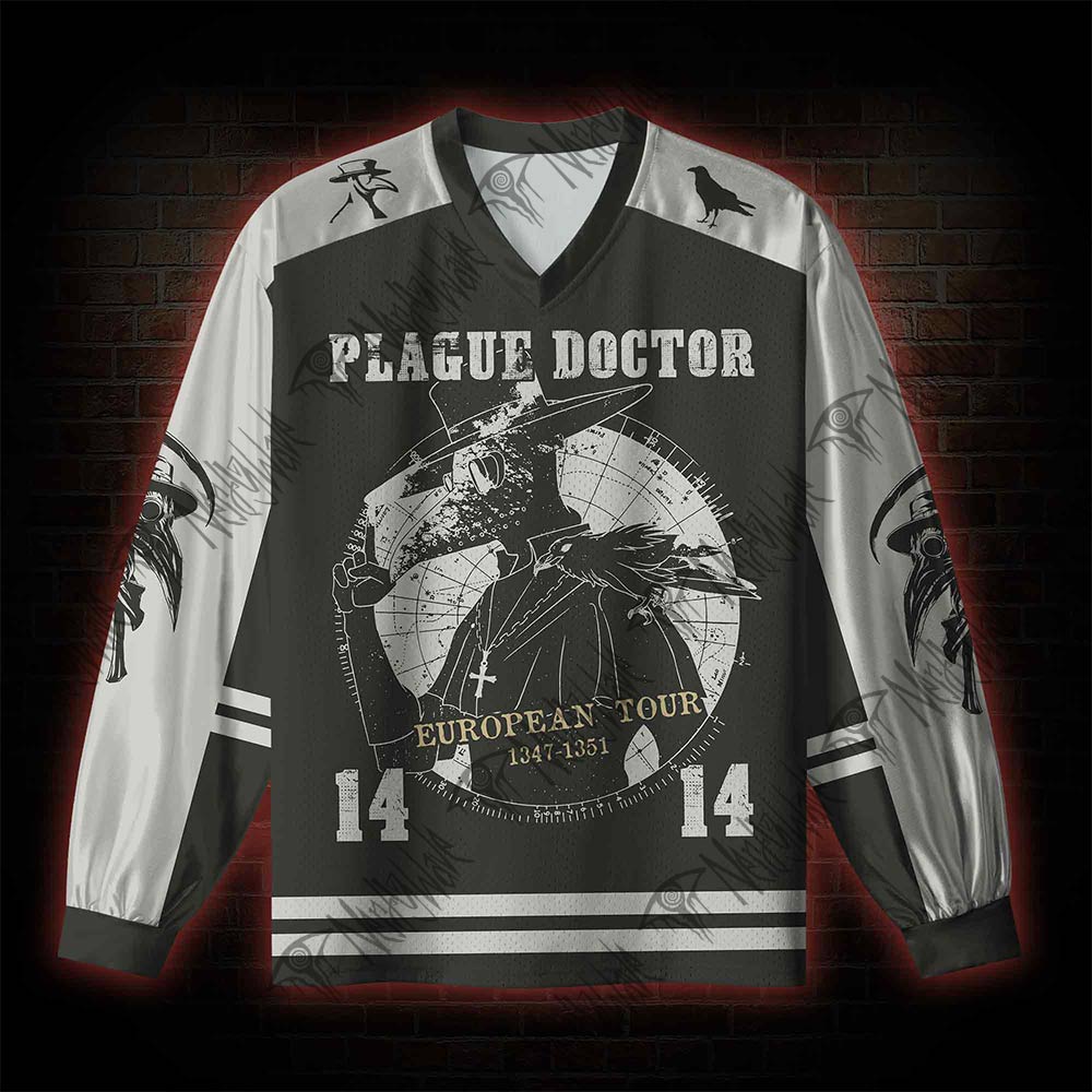 Vintage Plague Doctor V-Neck Long Sleeve Jersey