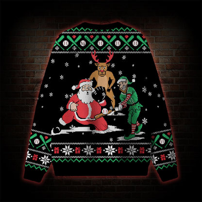 Santa Baseball Christmas Funny Elf Reindeer Ugly Sweatshirts