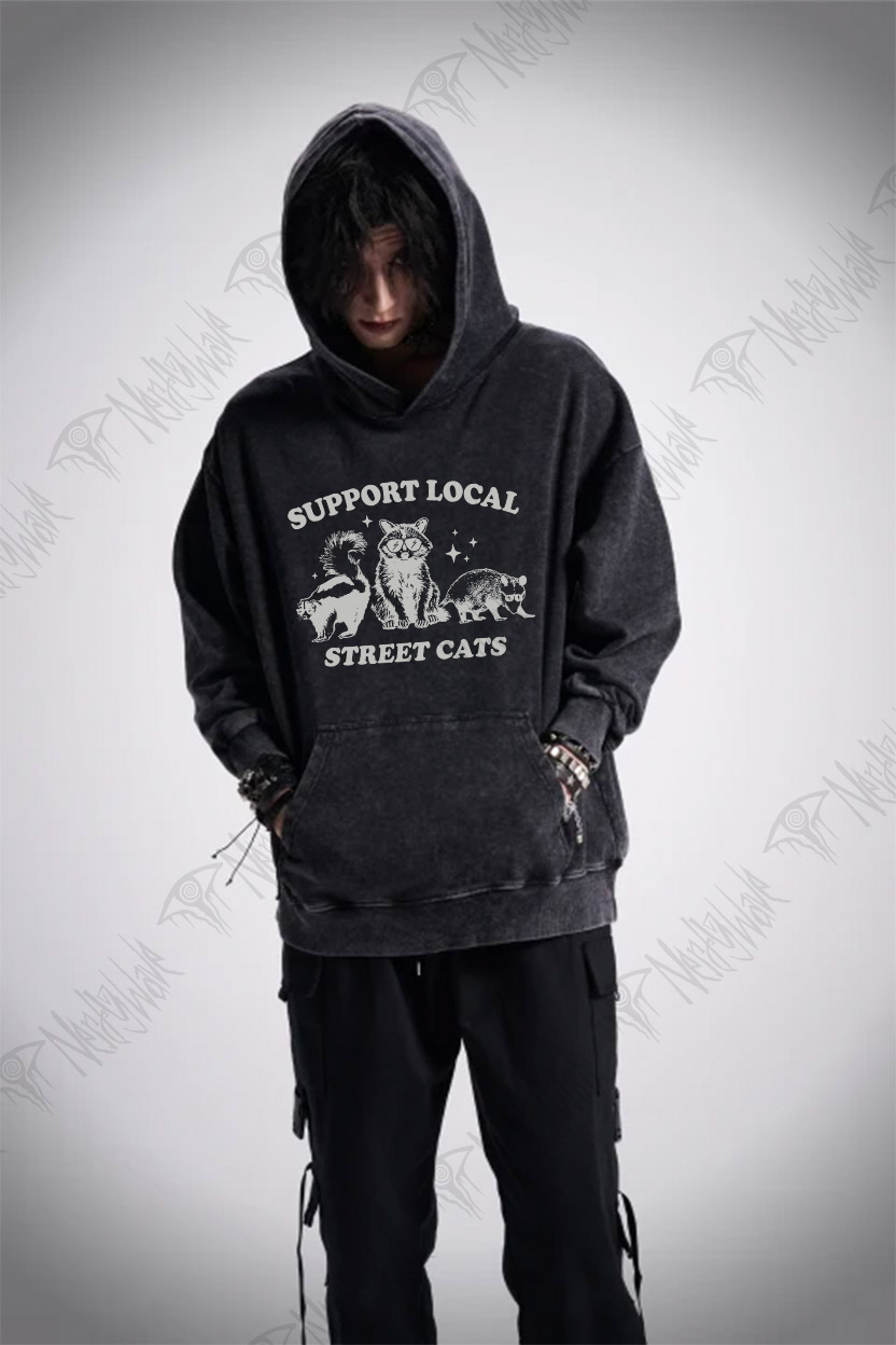 Support Local Street Cats Washed Hoodie