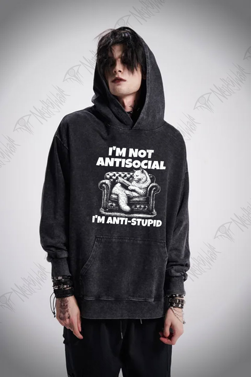 I'm Not Antisocial Washed Hoodie