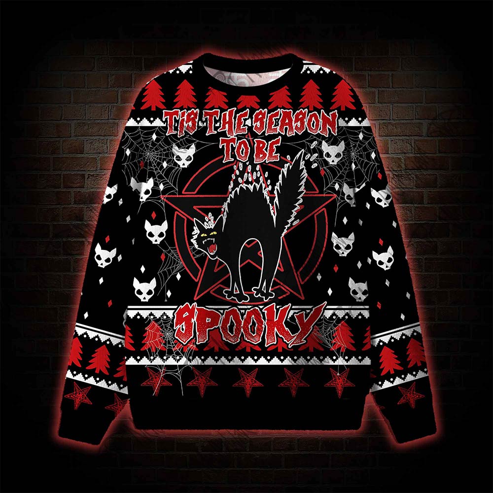 Black Cat Spooky Halloween Ugly Sweatshirts