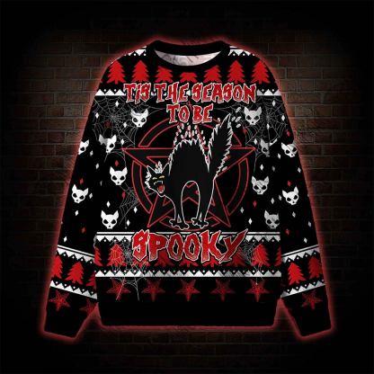 Black Cat Spooky Halloween Ugly Sweatshirts