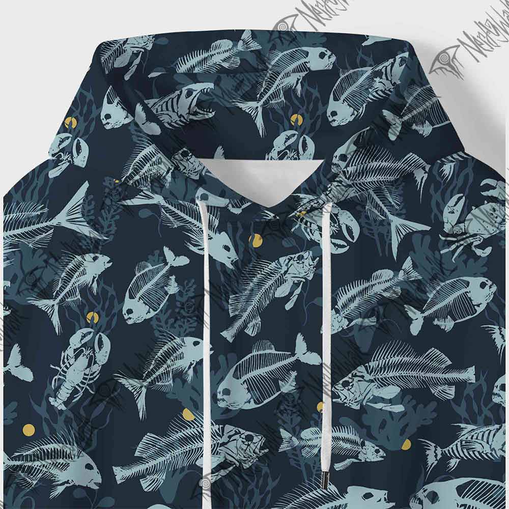 Fish Bones All Over Print Scuba Hoodie