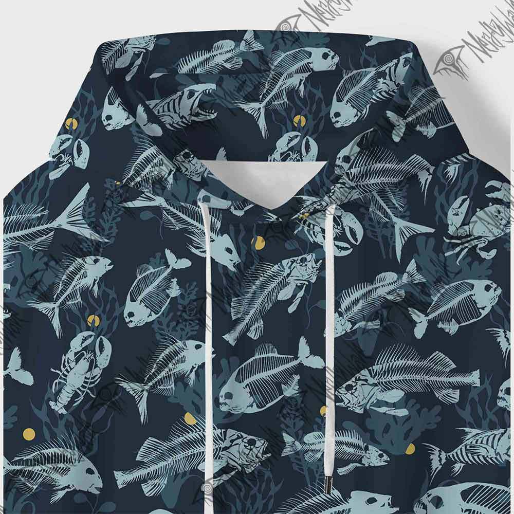 Fish Bones All Over Print Scuba Hoodie