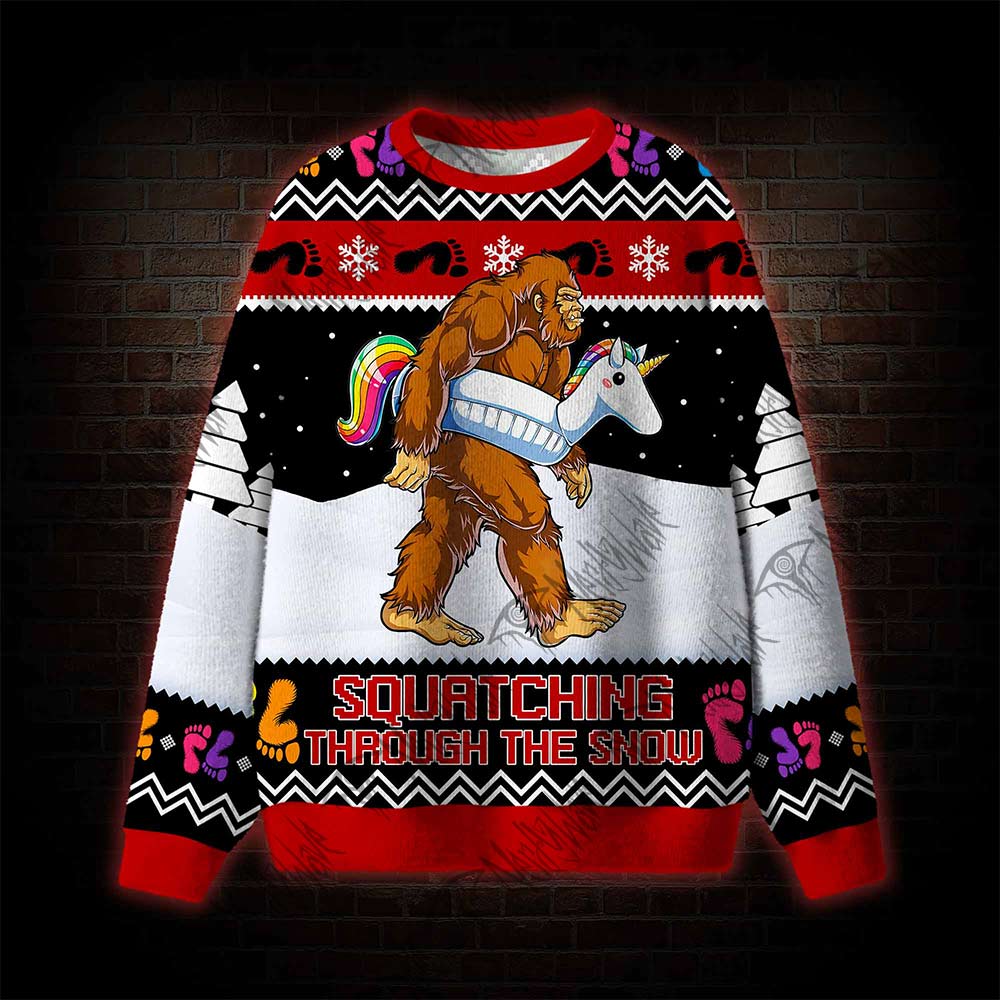Squatching Through The Snow Ugly Sweatshirts