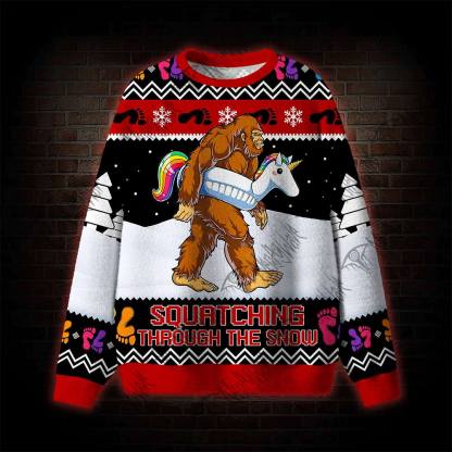 Squatching Through The Snow Ugly Sweatshirts