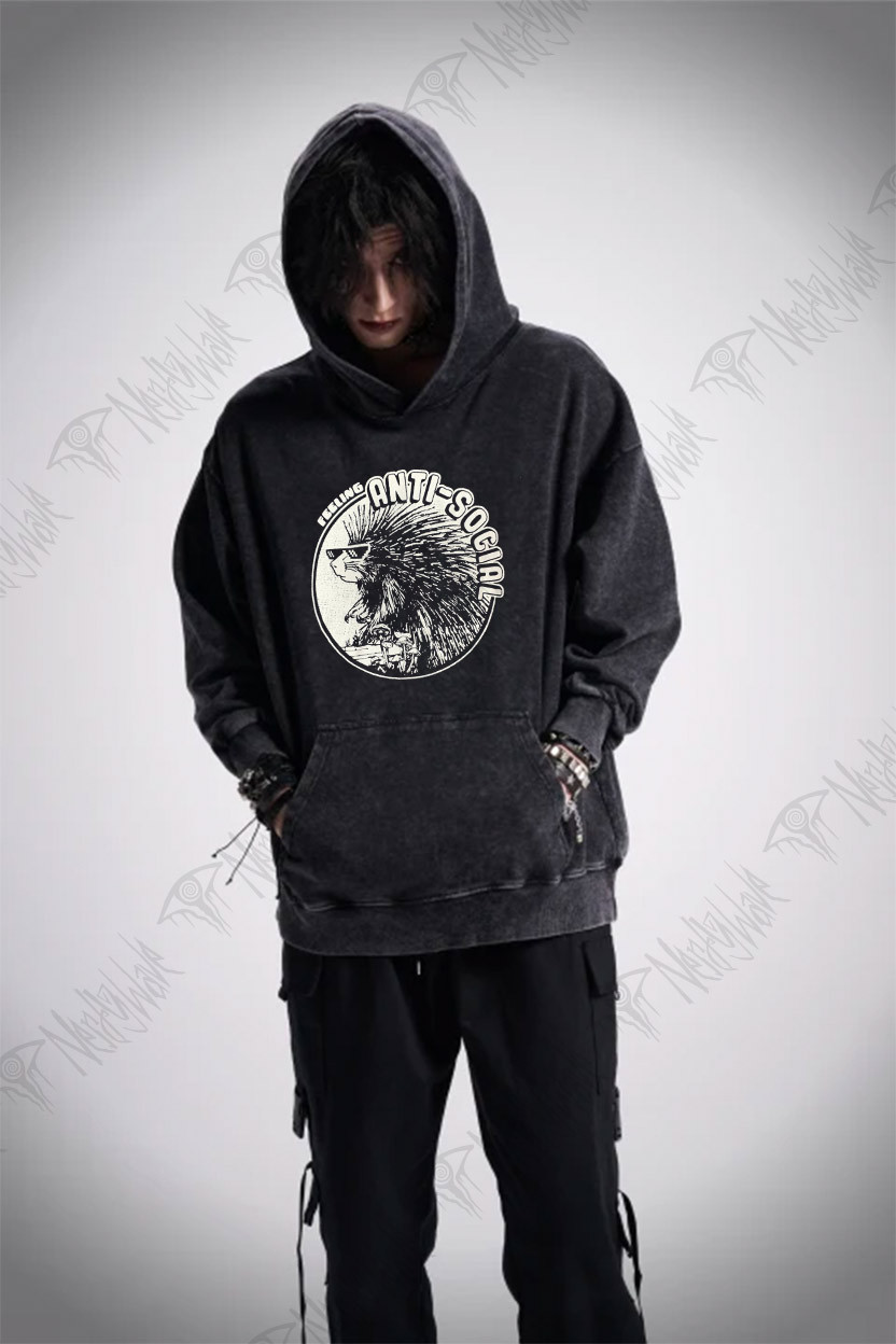Feeling Anti-Social Washed Hoodie