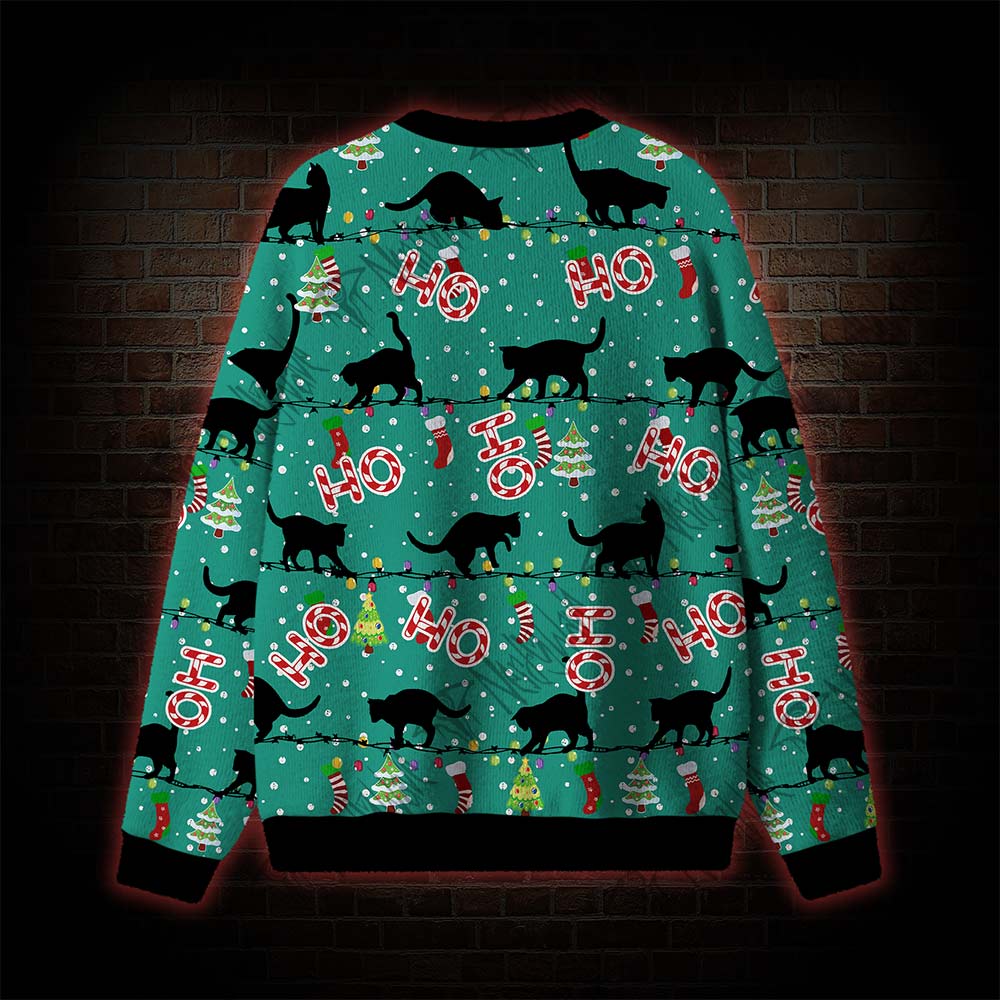 Ho Ho Ho Black Cat Ugly Sweatshirts