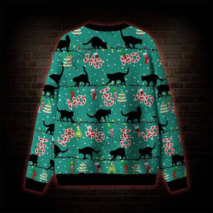 Ho Ho Ho Black Cat Ugly Sweatshirts