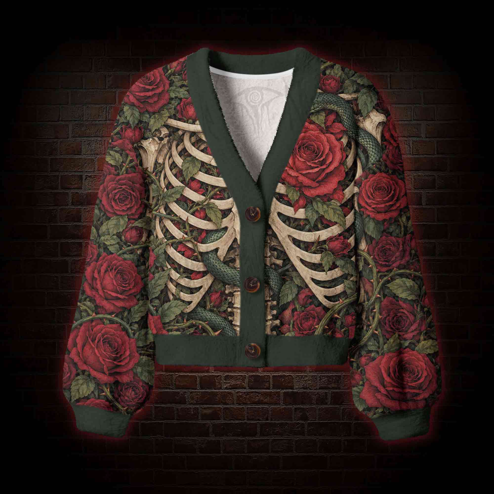 Ribcage Roses Women's Cardigan Sweater