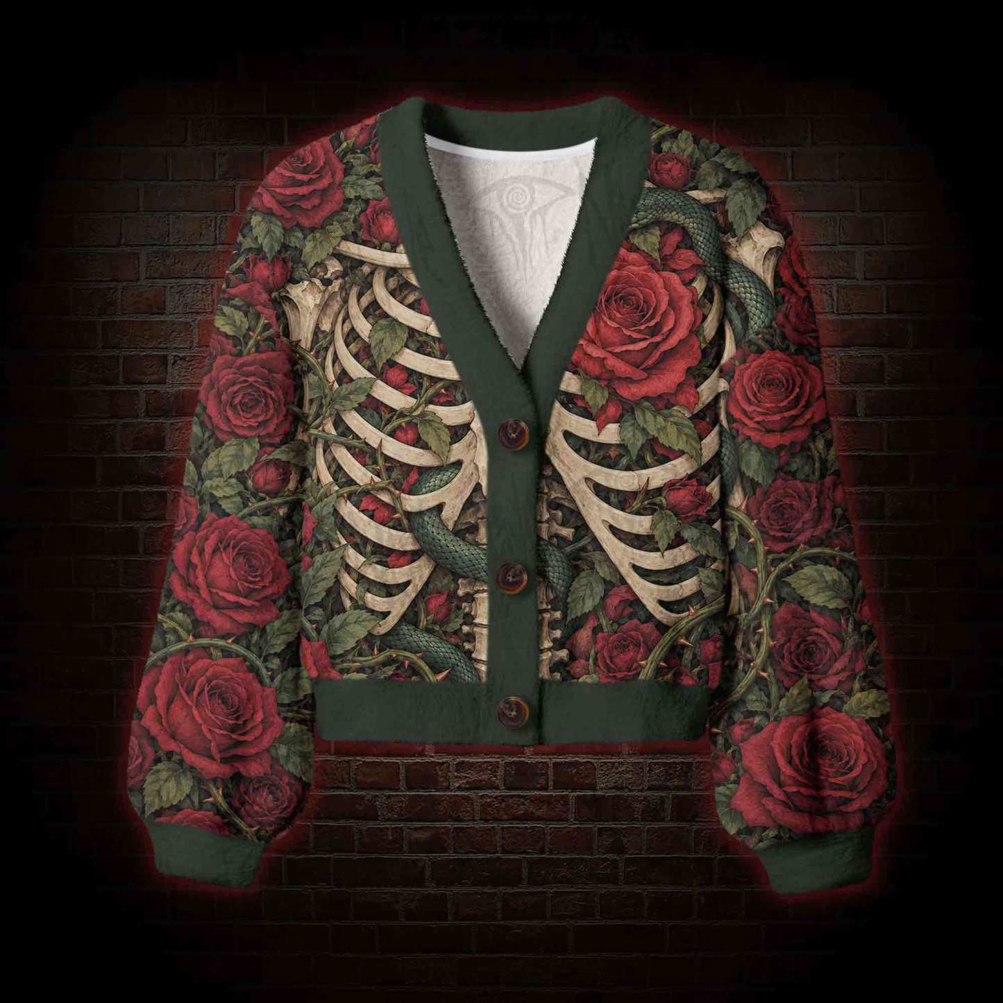 Ribcage Roses Women's Cardigan Sweater