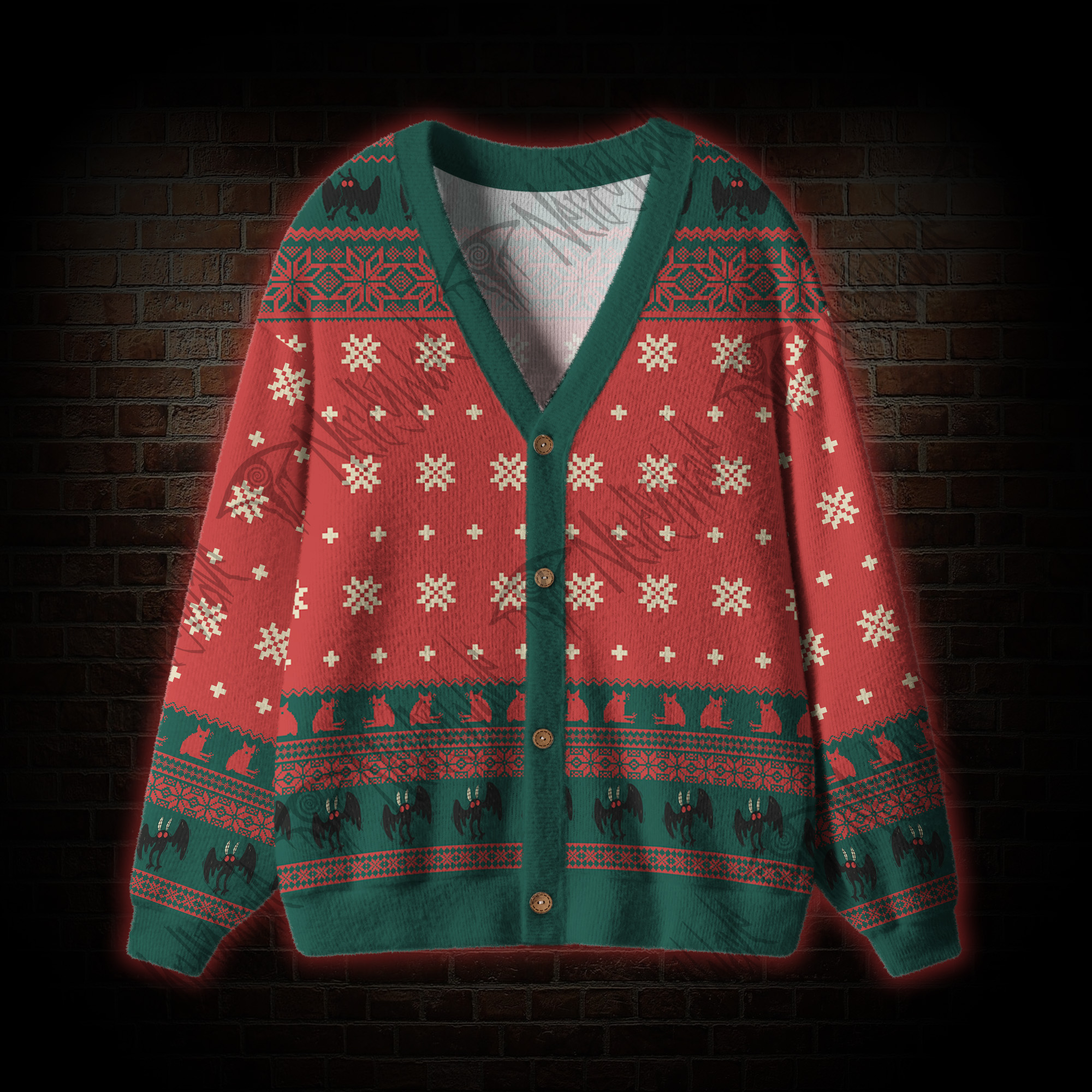 Santa? No It's Mothman Cardigan Sweater