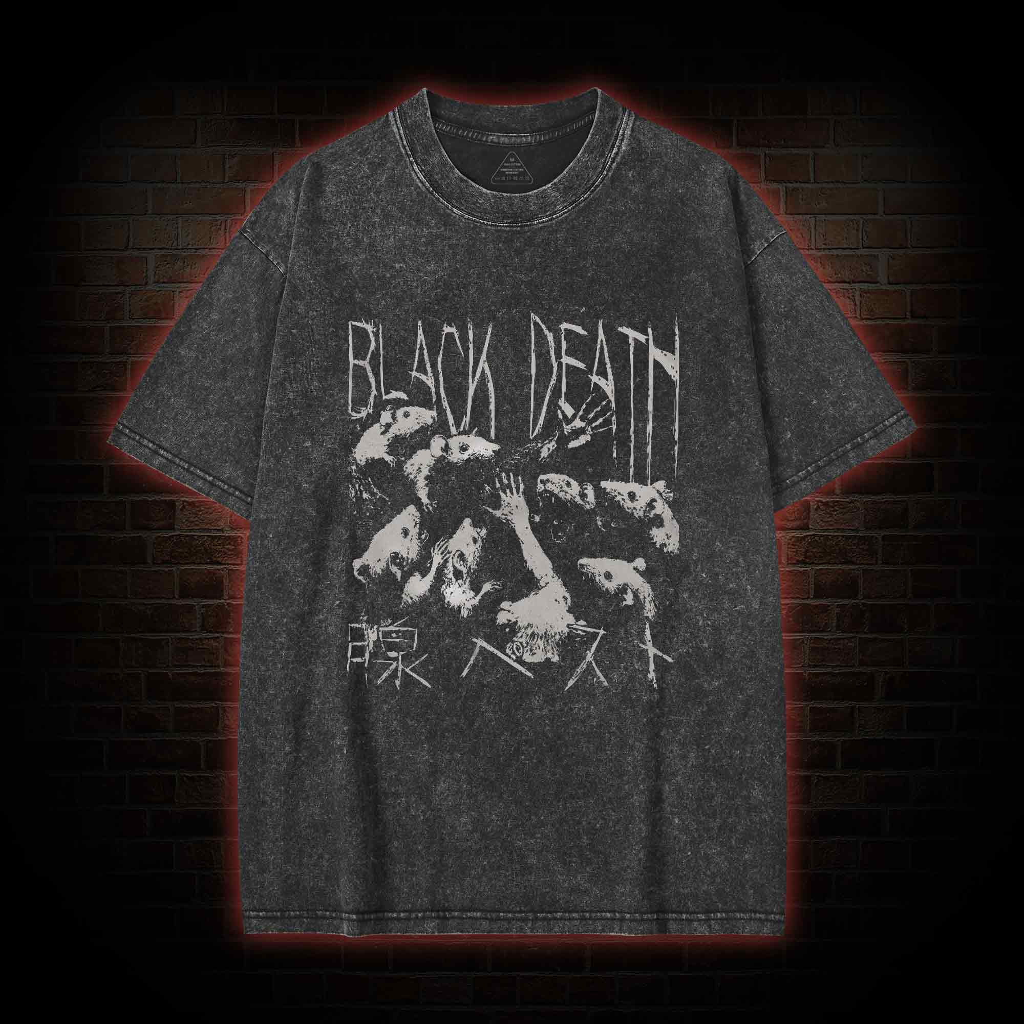Black Death Rat Washed T-shirt