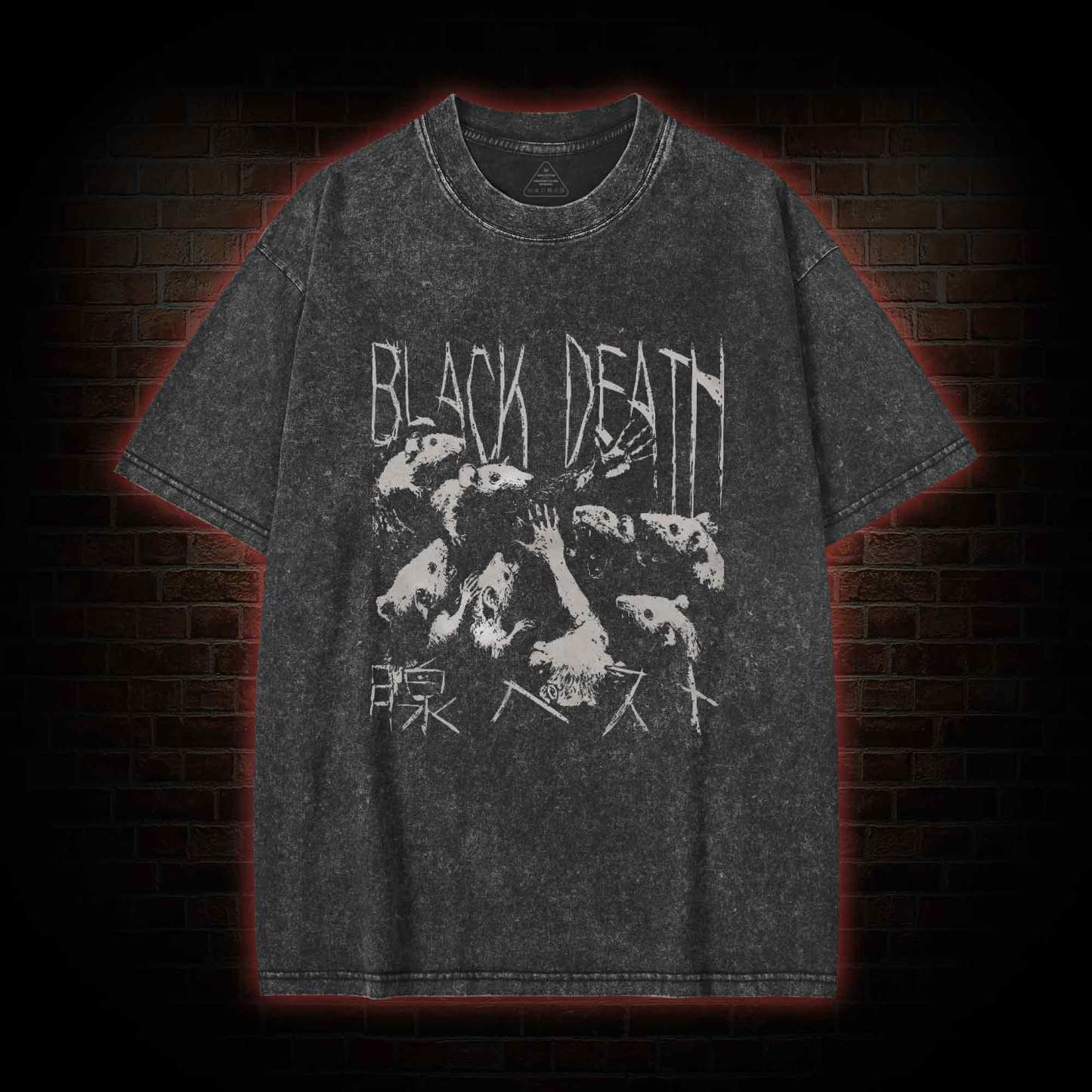 Black Death Rat Washed T-shirt